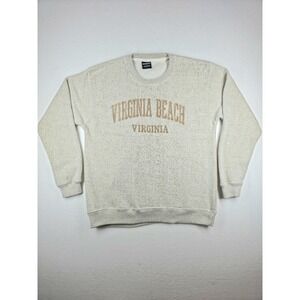 Sunsations Virginia Beach Sweatshirt Men's Large Gray Knitted Crewneck Pullover